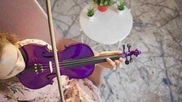 Talented female violinist playing the violin at home. Musician. Female violinist playing the violin in the opera or dark music hall. Classical Musics. video