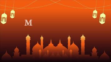 Eid mubarak islamic greeting with mosque video