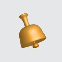 3d bell icon set isolated on white background. 3d render golden color ringing bell with new notification for social media reminder. Realistic vector icon