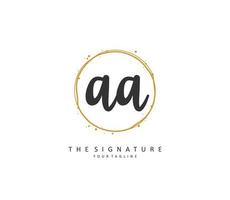 AA Initial letter handwriting and  signature logo. A concept handwriting initial logo with template element. vector