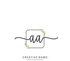 AA Initial letter handwriting and  signature logo. A concept handwriting initial logo with template element. vector