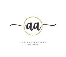 AA Initial letter handwriting and  signature logo. A concept handwriting initial logo with template element. vector