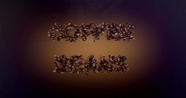 COFFEE BEANS word or phrase made with coffee beans animation. Text inscription on brown background video