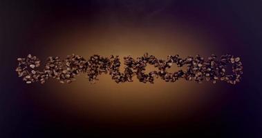CAPPUCCINO word or phrase made with coffee beans animation. Text inscription on brown background video