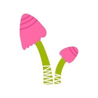 Poisonous magic mushrooms, cartoon flat vector illustration isolated on white background. Psychedelic trippy fungus. Fantasy and witchy plant.