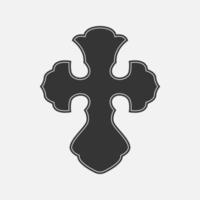 Christian cross icon.  Orthodox symbol of church. Vector illustration on white background