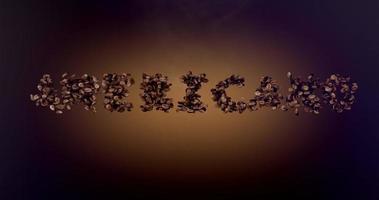 AMERICANO word or phrase made with coffee beans animation. Text inscription on brown background video