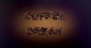 COFFEE BREAK word or phrase made with coffee beans animation. Text inscription on brown background video