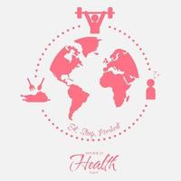 Happy World Health Day with cycles of healthy activity in the world vector