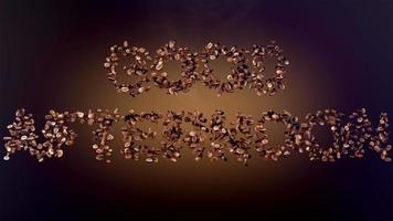 GOOD AFTERNOON word or phrase made with coffee beans animation. Text inscription on brown background video