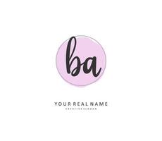 B A BA Initial letter handwriting and  signature logo. A concept handwriting initial logo with template element. vector