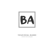 B A BA Initial letter handwriting and  signature logo. A concept handwriting initial logo with template element. vector