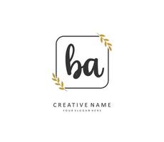 B A BA Initial letter handwriting and  signature logo. A concept handwriting initial logo with template element. vector