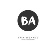 B A BA Initial letter handwriting and  signature logo. A concept handwriting initial logo with template element. vector