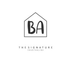 B A BA Initial letter handwriting and  signature logo. A concept handwriting initial logo with template element. vector