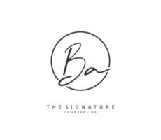 B A BA Initial letter handwriting and  signature logo. A concept handwriting initial logo with template element. vector