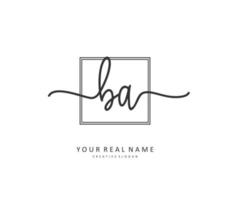 B A BA Initial letter handwriting and  signature logo. A concept handwriting initial logo with template element. vector