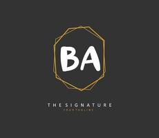 B A BA Initial letter handwriting and  signature logo. A concept handwriting initial logo with template element. vector