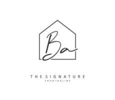 B A BA Initial letter handwriting and  signature logo. A concept handwriting initial logo with template element. vector