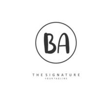 B A BA Initial letter handwriting and  signature logo. A concept handwriting initial logo with template element. vector