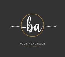 B A BA Initial letter handwriting and  signature logo. A concept handwriting initial logo with template element. vector