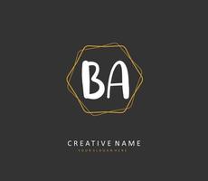 B A BA Initial letter handwriting and  signature logo. A concept handwriting initial logo with template element. vector