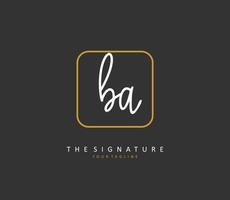 B A BA Initial letter handwriting and  signature logo. A concept handwriting initial logo with template element. vector