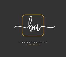 B A BA Initial letter handwriting and  signature logo. A concept handwriting initial logo with template element. vector