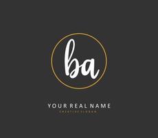 B A BA Initial letter handwriting and  signature logo. A concept handwriting initial logo with template element. vector