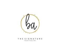 B A BA Initial letter handwriting and  signature logo. A concept handwriting initial logo with template element. vector