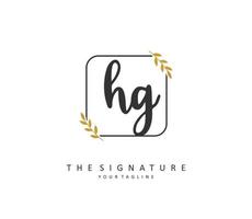 HG Initial letter handwriting and  signature logo. A concept handwriting initial logo with template element. vector