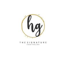 HG Initial letter handwriting and  signature logo. A concept handwriting initial logo with template element. vector