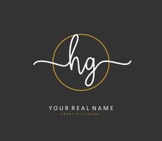 HG Initial letter handwriting and  signature logo. A concept handwriting initial logo with template element. vector