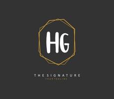 HG Initial letter handwriting and  signature logo. A concept handwriting initial logo with template element. vector