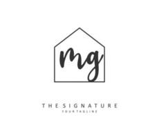 MG Initial letter handwriting and  signature logo. A concept handwriting initial logo with template element. vector