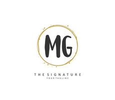 MG Initial letter handwriting and  signature logo. A concept handwriting initial logo with template element. vector