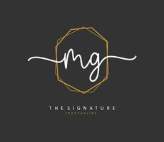 MG Initial letter handwriting and  signature logo. A concept handwriting initial logo with template element. vector