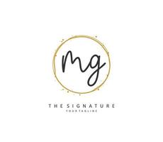 MG Initial letter handwriting and  signature logo. A concept handwriting initial logo with template element. vector