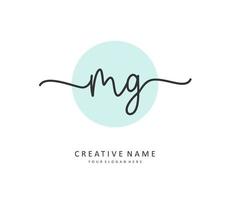 MG Initial letter handwriting and  signature logo. A concept handwriting initial logo with template element. vector