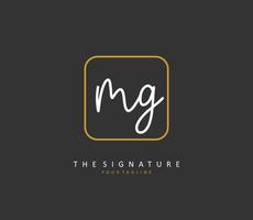 MG Initial letter handwriting and  signature logo. A concept handwriting initial logo with template element. vector