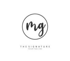 MG Initial letter handwriting and  signature logo. A concept handwriting initial logo with template element. vector