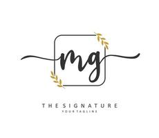 MG Initial letter handwriting and  signature logo. A concept handwriting initial logo with template element. vector