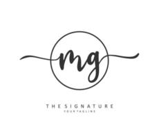 MG Initial letter handwriting and  signature logo. A concept handwriting initial logo with template element. vector