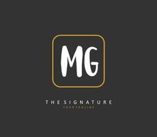 MG Initial letter handwriting and  signature logo. A concept handwriting initial logo with template element. vector