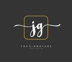 JG Initial letter handwriting and  signature logo. A concept handwriting initial logo with template element. vector
