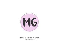 MG Initial letter handwriting and  signature logo. A concept handwriting initial logo with template element. vector