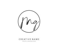 MG Initial letter handwriting and  signature logo. A concept handwriting initial logo with template element. vector