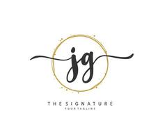 JG Initial letter handwriting and  signature logo. A concept handwriting initial logo with template element. vector