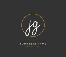 JG Initial letter handwriting and  signature logo. A concept handwriting initial logo with template element. vector