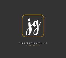 JG Initial letter handwriting and  signature logo. A concept handwriting initial logo with template element. vector